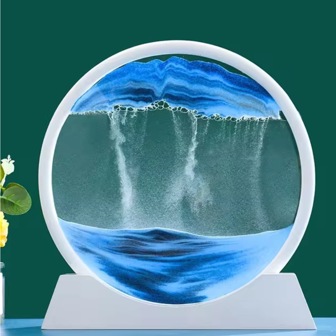 3D Moving Sand Art Nordic Creative Oranment Liquid Hourglass Flowing Sand Sandscape Round Quicksand Painting Home Decor Gifts 0